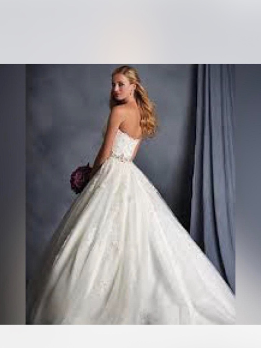 Strapless White Ball Gown Wedding Dress - Picture 2 of 7